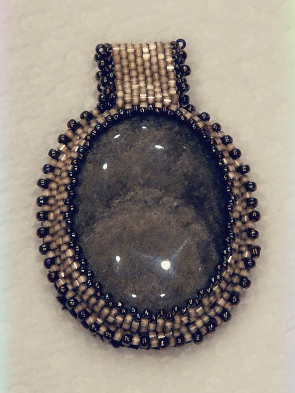 Artistan Handcrafted Black Sheen Obsidian Beaded Gemstone Pendant